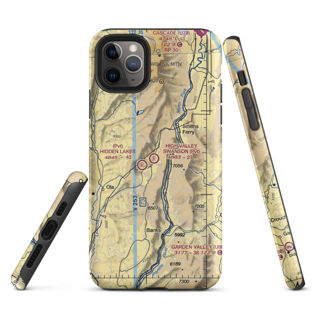 High Valley Swanson Airport (ID35) VFR Sectional  Tough iPhone Case iPhone 11 Pro Max model shown