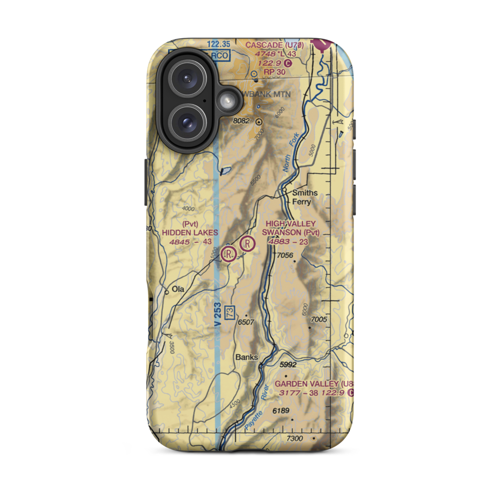High Valley Swanson Airport (ID35) VFR Sectional  Tough iPhone Case iPhone 16 Plus model shown