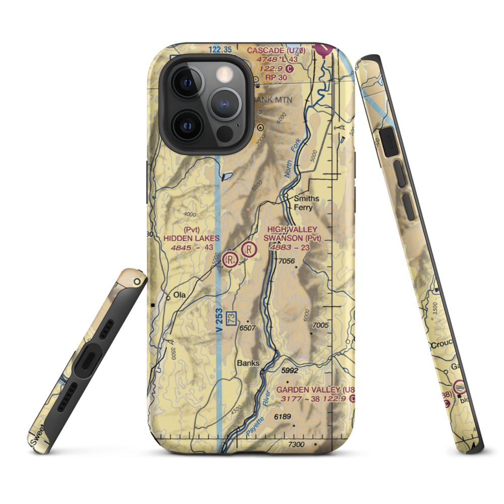 High Valley Swanson Airport (ID35) VFR Sectional  Tough iPhone Case iPhone 12 Pro Max model shown