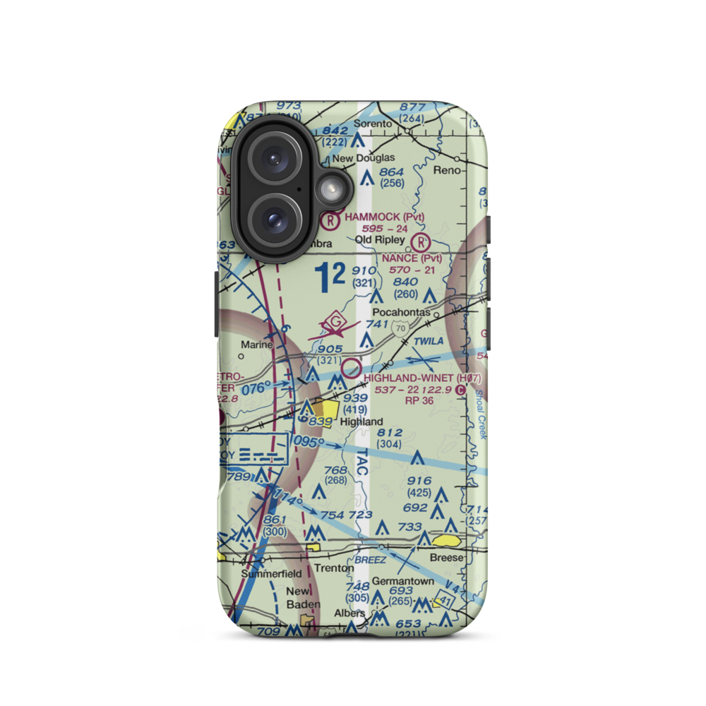 Highland-Winet Airport (H07) VFR Sectional  Tough iPhone Case iPhone 16 model shown