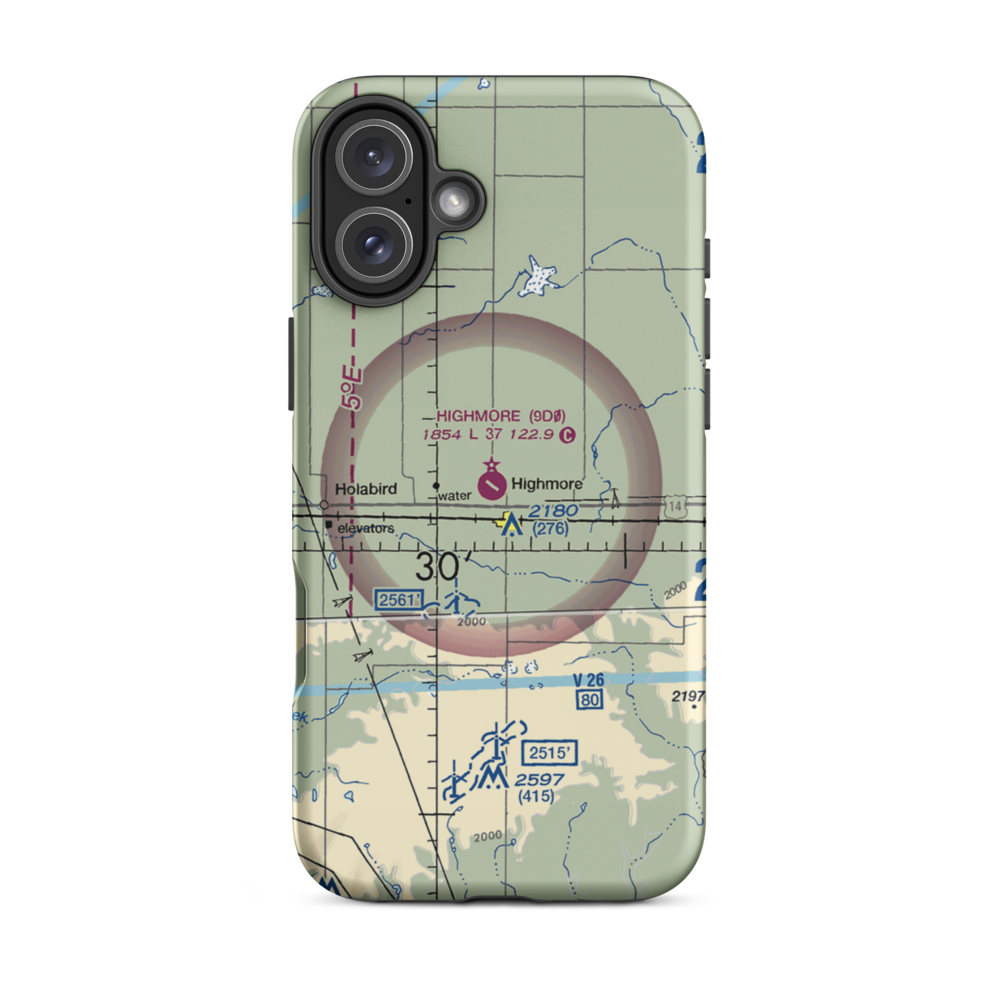 Highmore Municipal Airport (9D0) VFR Sectional  Tough iPhone Case iPhone 16 Plus model shown