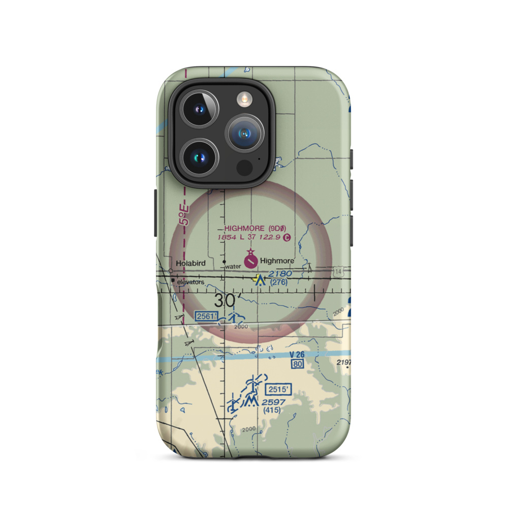 Highmore Municipal Airport (9D0) VFR Sectional  Tough iPhone Case iPhone 16 Pro model shown