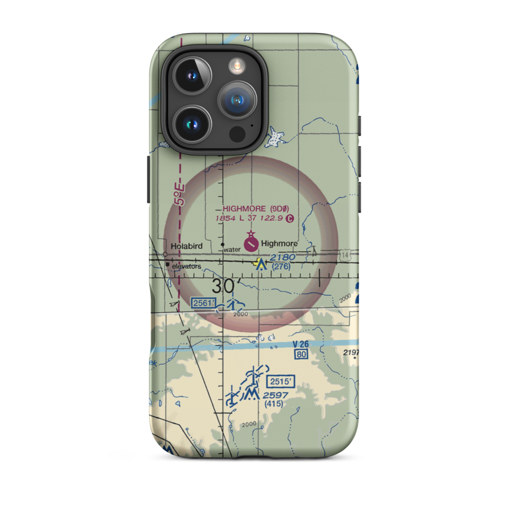 Highmore Municipal Airport (9D0) VFR Sectional  Tough iPhone Case iPhone 16 Pro Max model shown