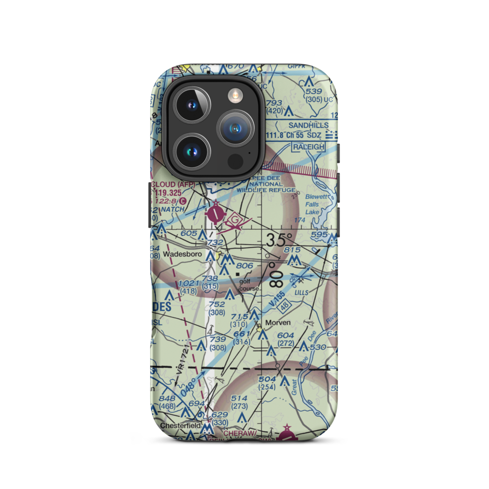 Hightower Areo Plantation Airport (67NC) VFR Sectional  Tough iPhone Case iPhone 16 Pro model shown