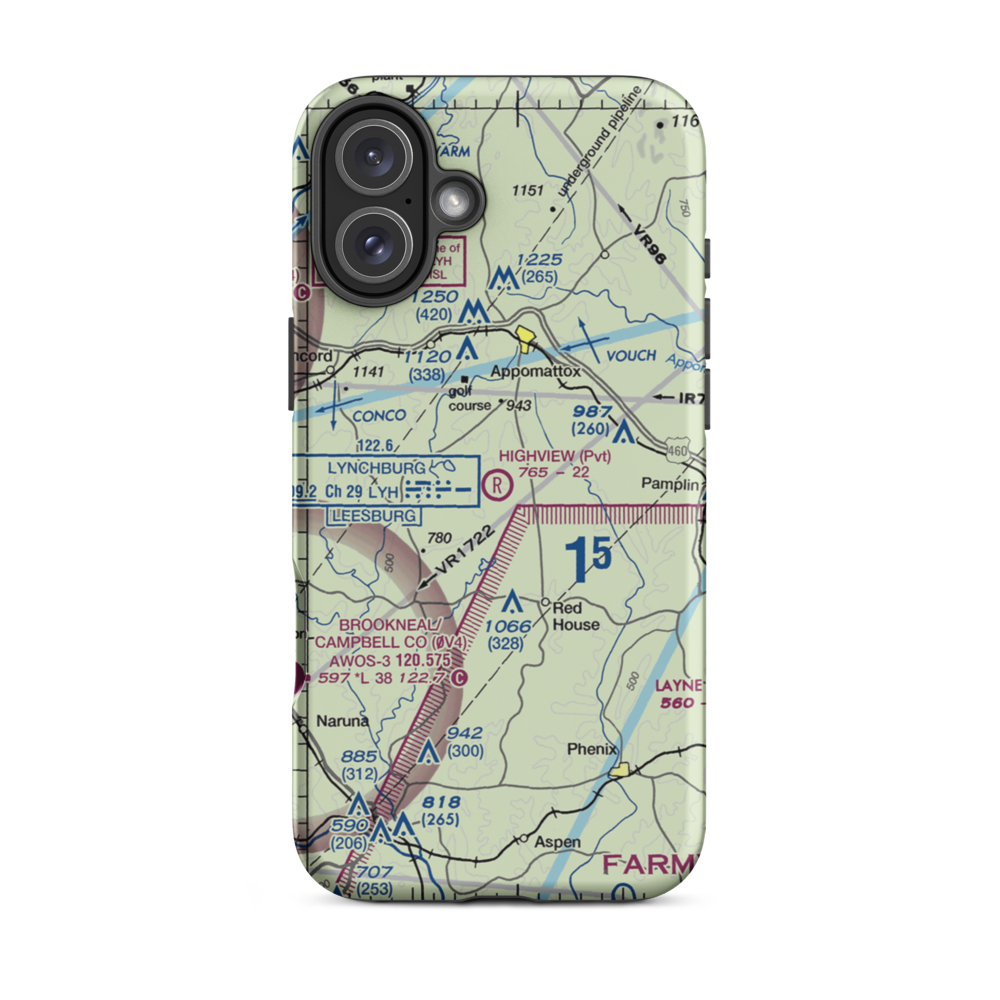 Highview Farms Airport (94VA) VFR Sectional  Tough iPhone Case iPhone 16 Plus model shown