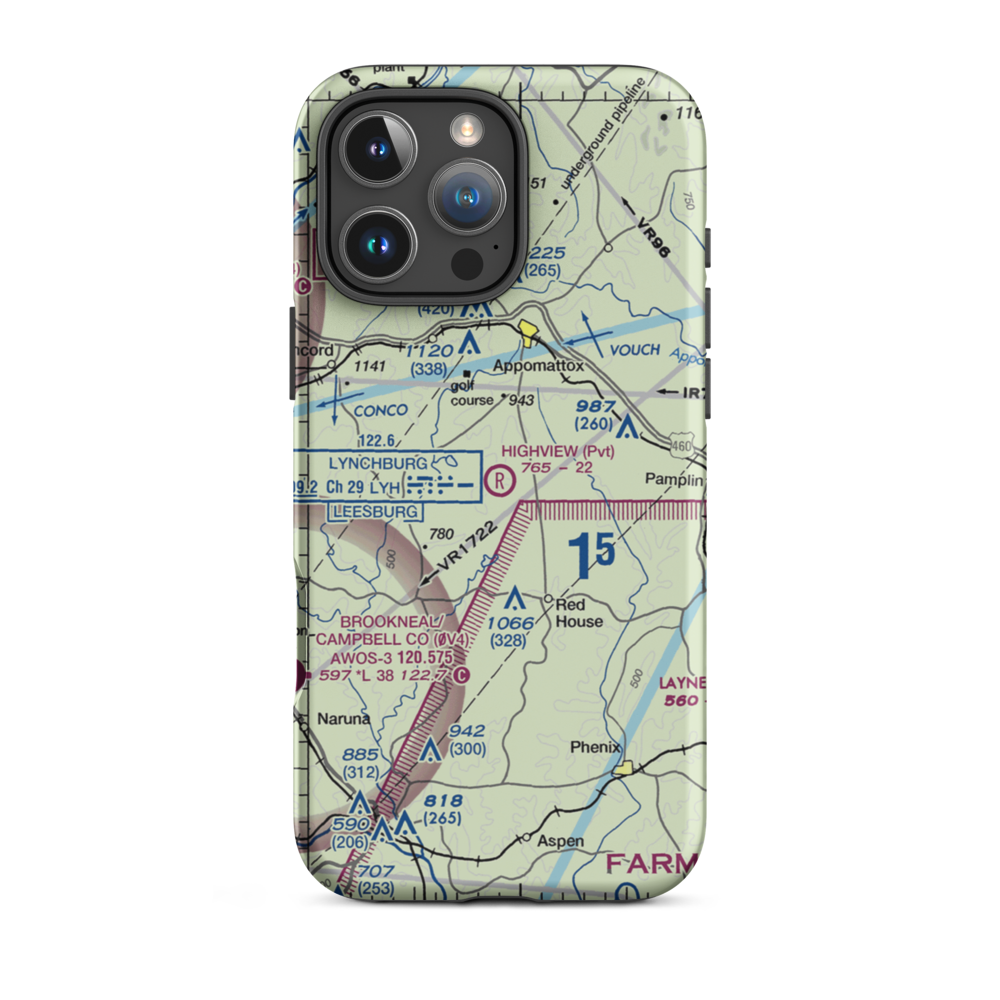 Highview Farms Airport (94VA) VFR Sectional  Tough iPhone Case iPhone 16 Pro Max model shown