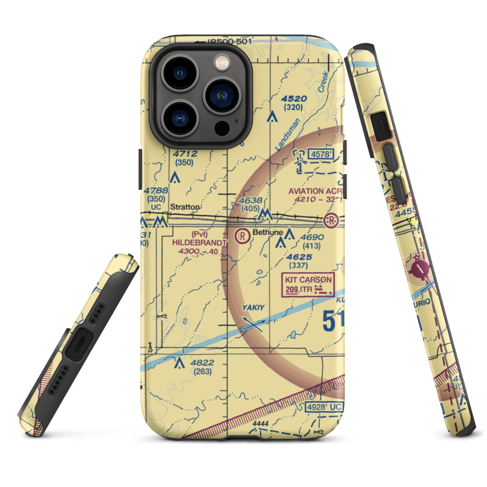 Hildebrandt Airport (CO22) VFR Sectional  Tough iPhone Case iPhone 13 Pro Max model shown