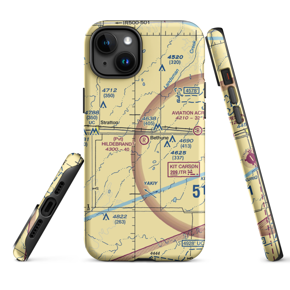 Hildebrandt Airport (CO22) VFR Sectional  Tough iPhone Case iPhone 15 Plus model shown
