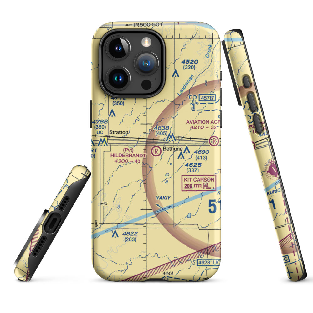 Hildebrandt Airport (CO22) VFR Sectional  Tough iPhone Case iPhone 15 Pro Max model shown