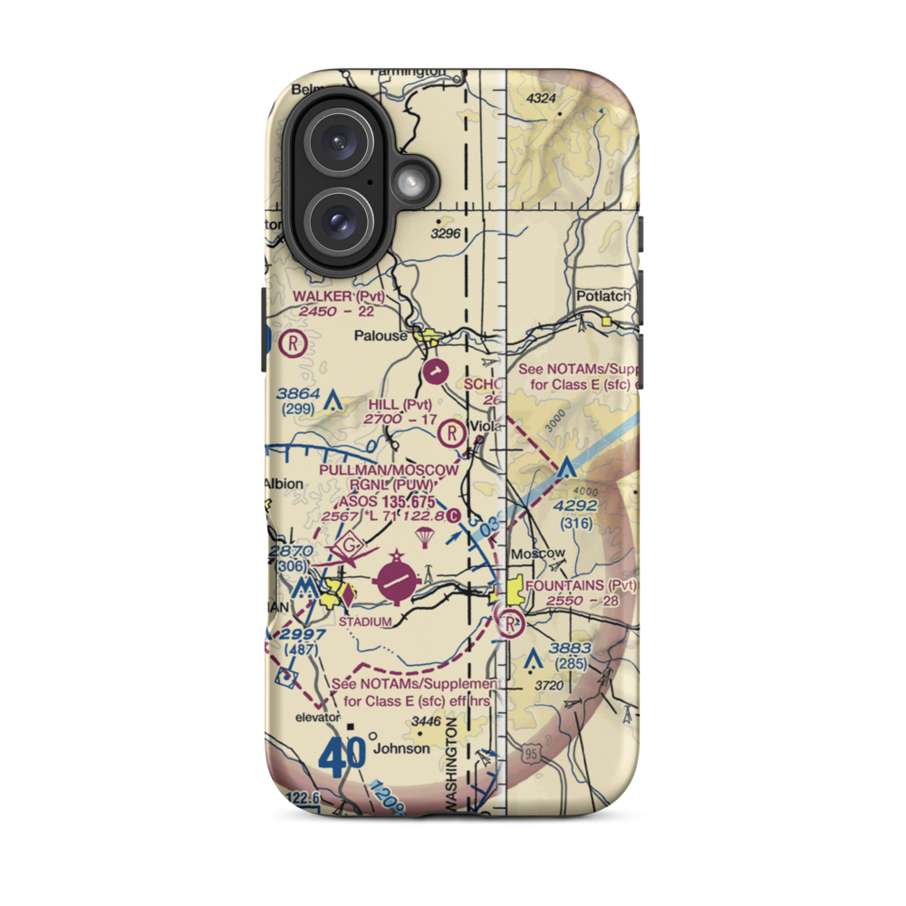 Hill Airport (WT88) VFR Sectional  Tough iPhone Case iPhone 16 Plus model shown