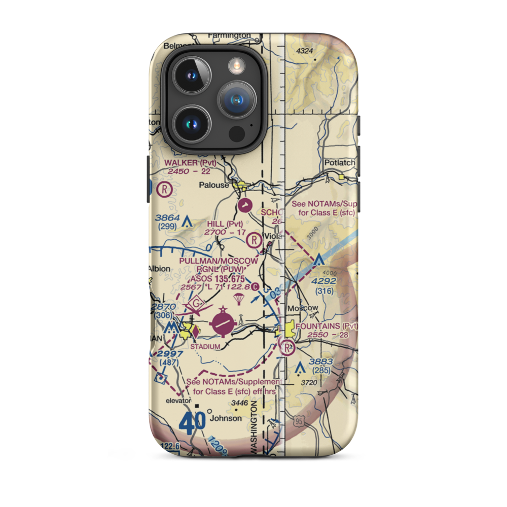 Hill Airport (WT88) VFR Sectional  Tough iPhone Case iPhone 16 Pro Max model shown