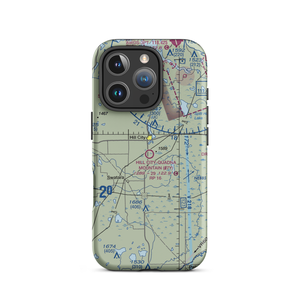 Hill City-Quadna Mountain Airport (07Y) VFR Sectional  Tough iPhone Case iPhone 16 Pro model shown