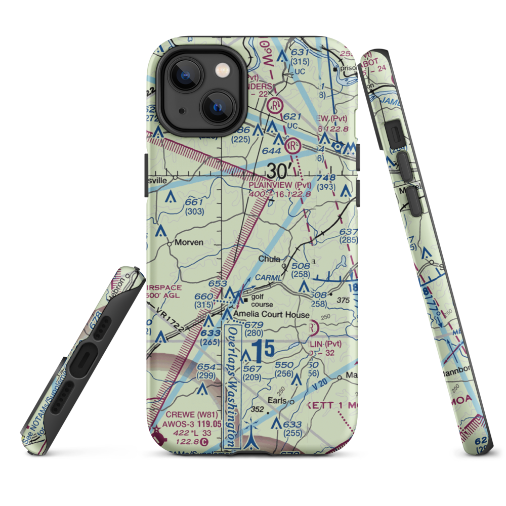 Hill Top Airport (VA64) VFR Sectional  Tough iPhone Case iPhone 14 Plus model shown