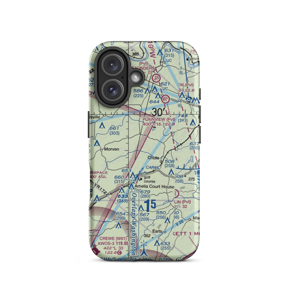 Hill Top Airport (VA64) VFR Sectional  Tough iPhone Case iPhone 16 model shown
