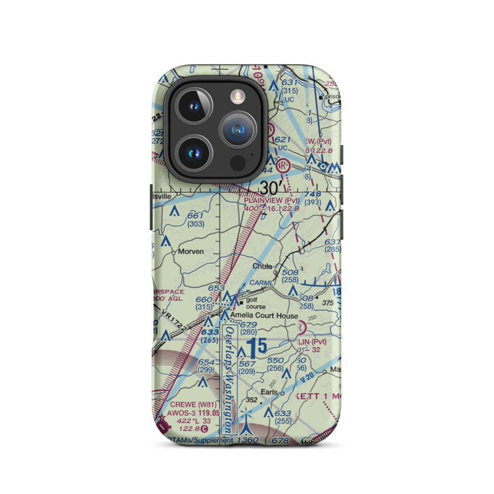 Hill Top Airport (VA64) VFR Sectional  Tough iPhone Case iPhone 16 Pro model shown