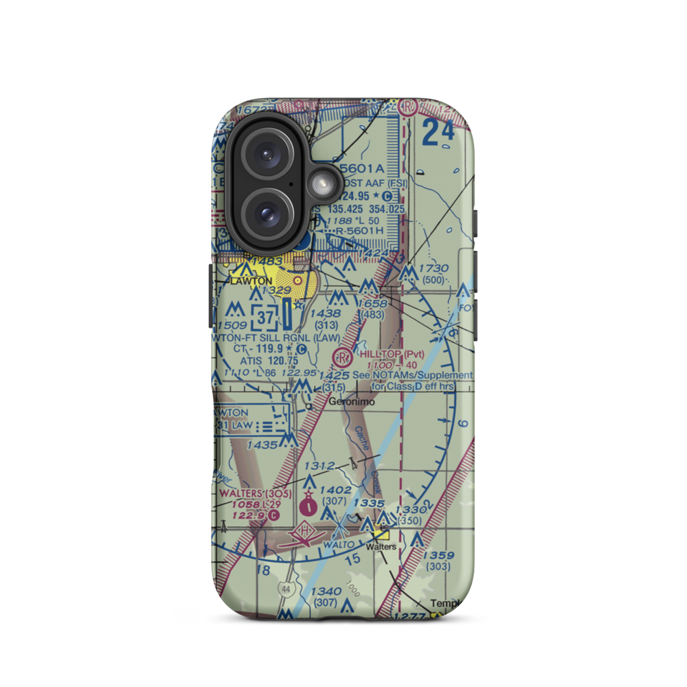 Hill Top Private Airport (OK08) VFR Sectional  Tough iPhone Case iPhone 16 model shown