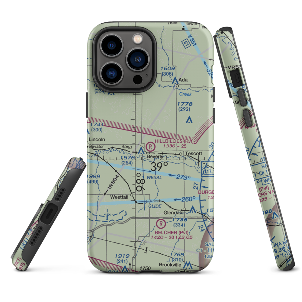 Hillbillies Airport (72KS) VFR Sectional  Tough iPhone Case iPhone 13 Pro Max model shown