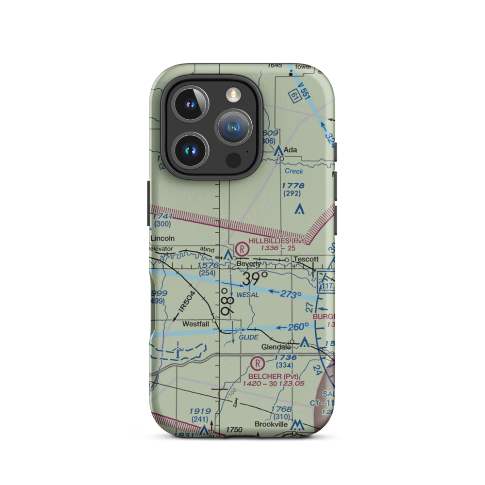 Hillbillies Airport (72KS) VFR Sectional  Tough iPhone Case iPhone 16 Pro model shown
