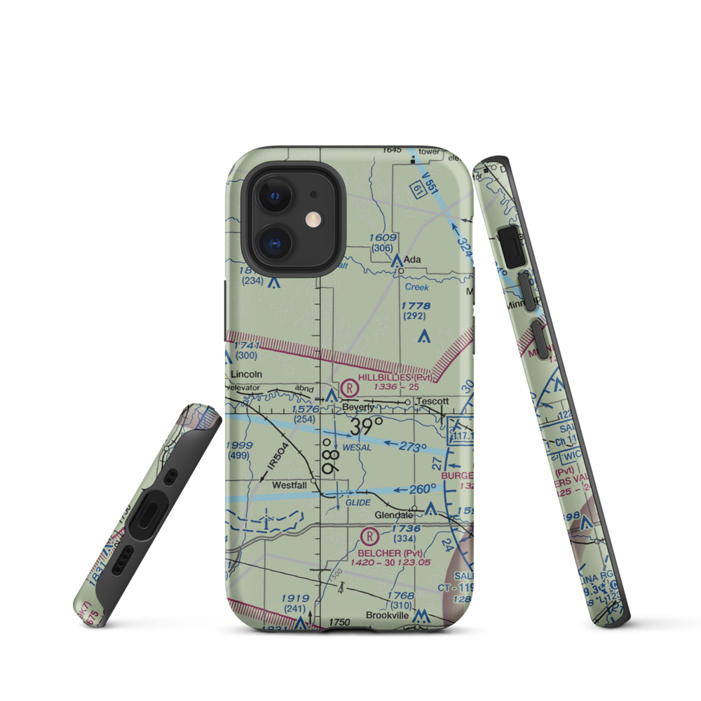 Hillbillies Airport (72KS) VFR Sectional  Tough iPhone Case iPhone 12 mini model shown