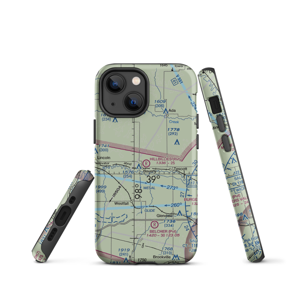 Hillbillies Airport (72KS) VFR Sectional  Tough iPhone Case iPhone 13 mini model shown