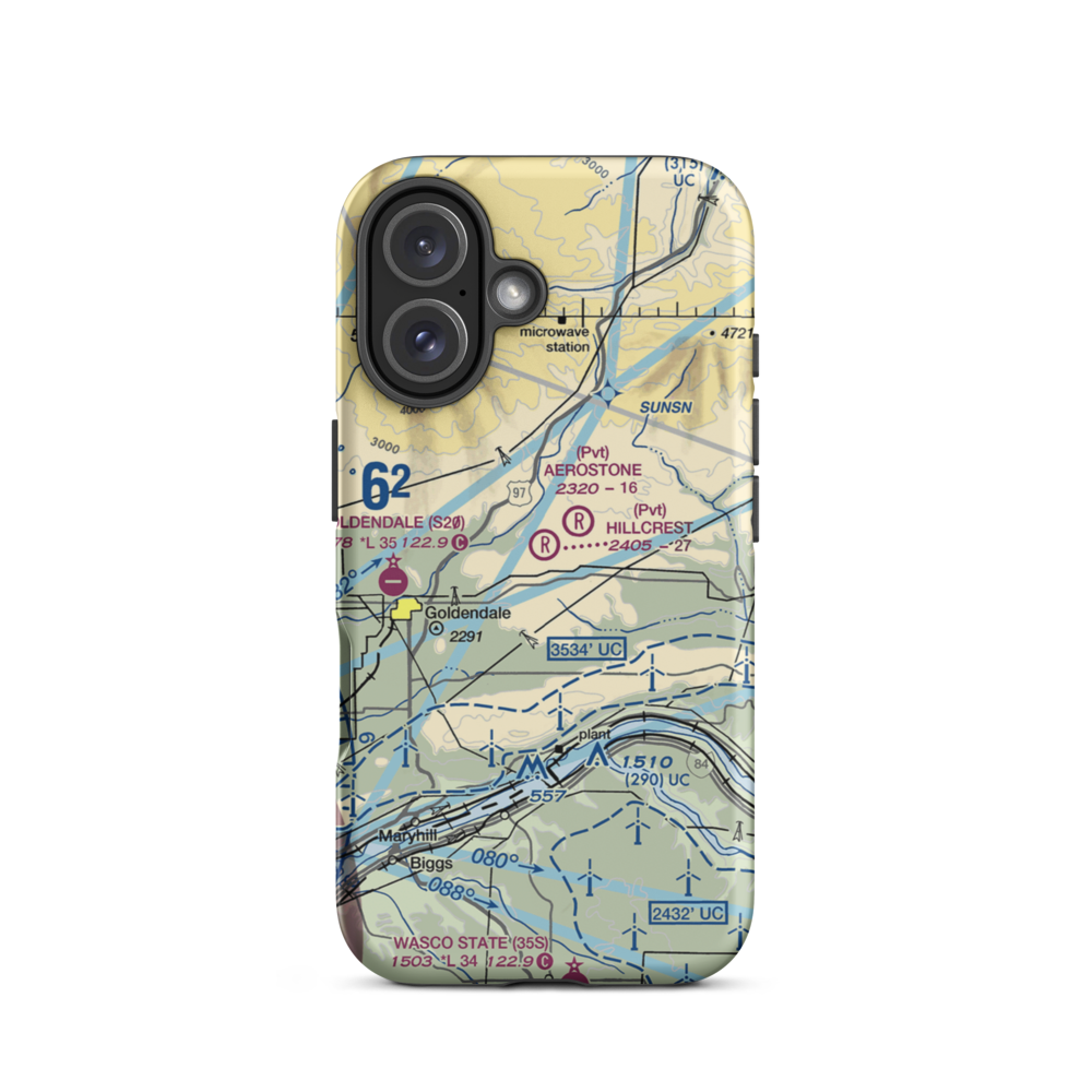 Hillcrest Airport (2WN9) VFR Sectional  Tough iPhone Case iPhone 16 model shown