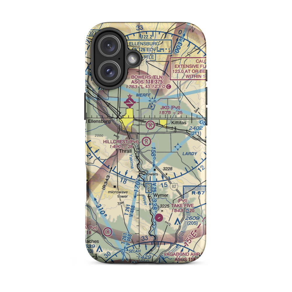 Hillcrest Farms Airport (WT01) VFR Sectional  Tough iPhone Case iPhone 16 Plus model shown