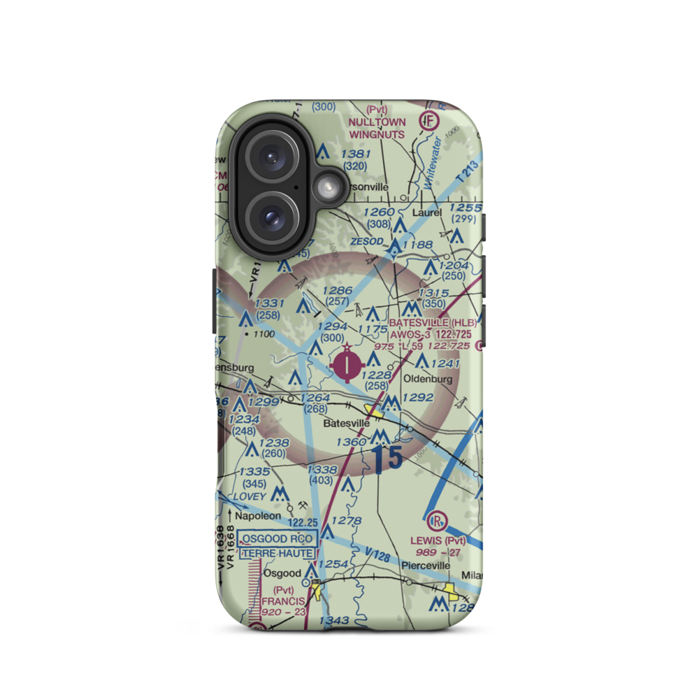 Hillenbrand Industries Airport (HLB) VFR Sectional  Tough iPhone Case iPhone 16 model shown