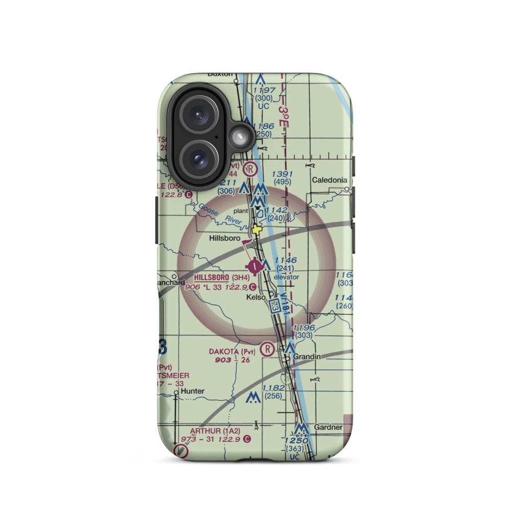 Hillsboro Municipal Airport (3H4) VFR Sectional  Tough iPhone Case iPhone 16 model shown