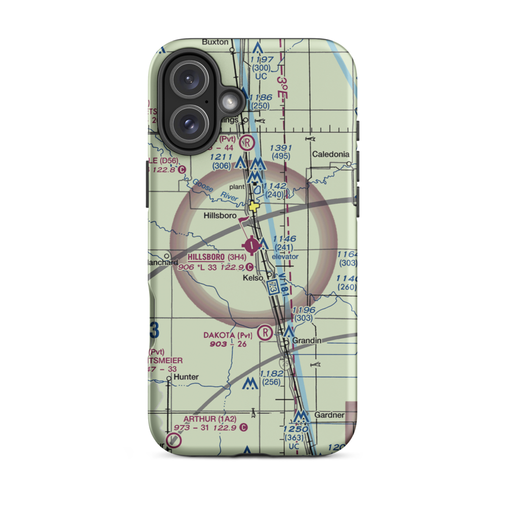 Hillsboro Municipal Airport (3H4) VFR Sectional  Tough iPhone Case iPhone 16 Plus model shown
