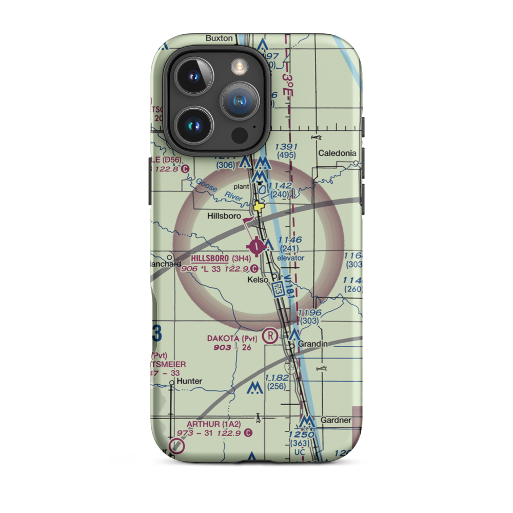 Hillsboro Municipal Airport (3H4) VFR Sectional  Tough iPhone Case iPhone 16 Pro Max model shown