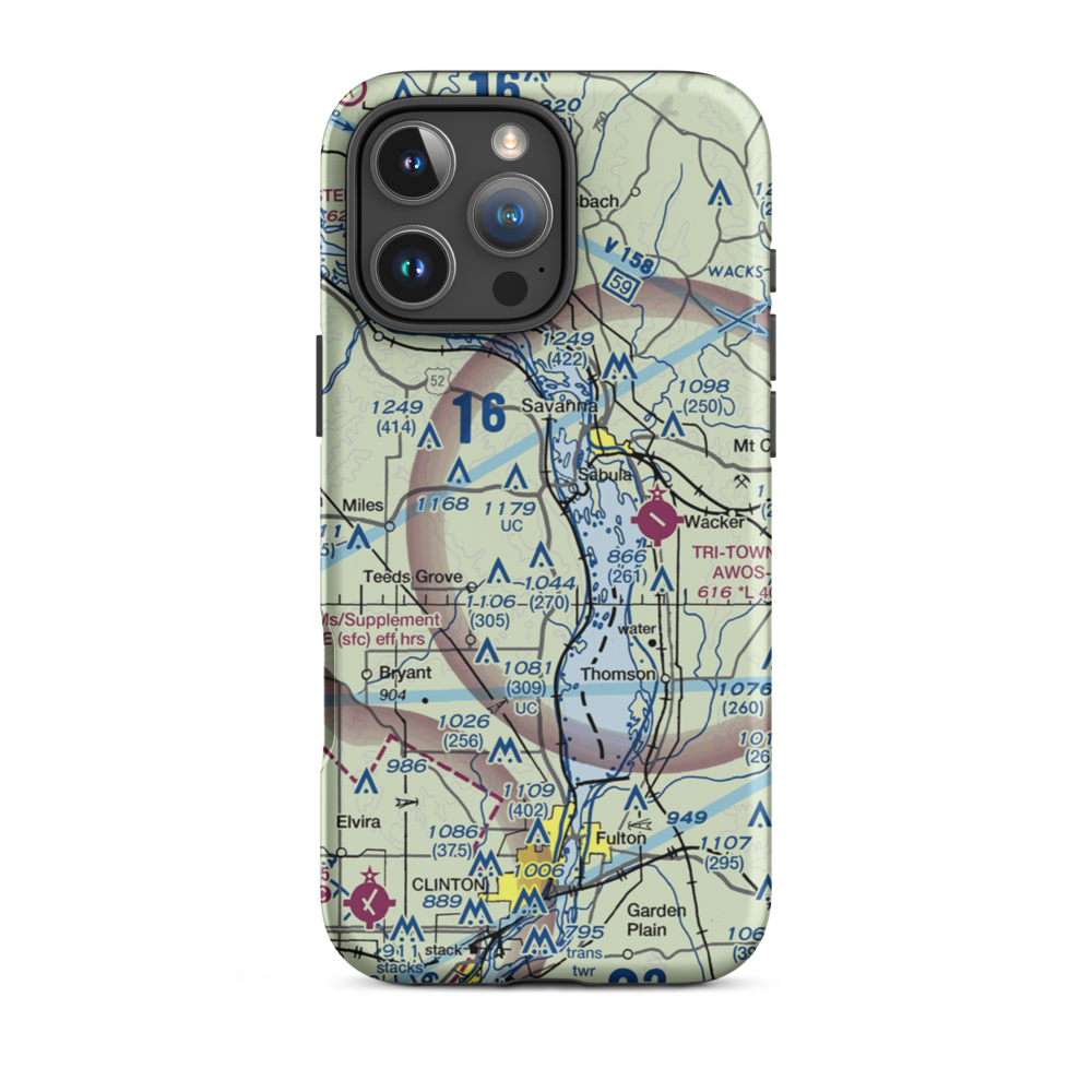 Hillside Stables Airport (13IA) VFR Sectional  Tough iPhone Case iPhone 16 Pro Max model shown