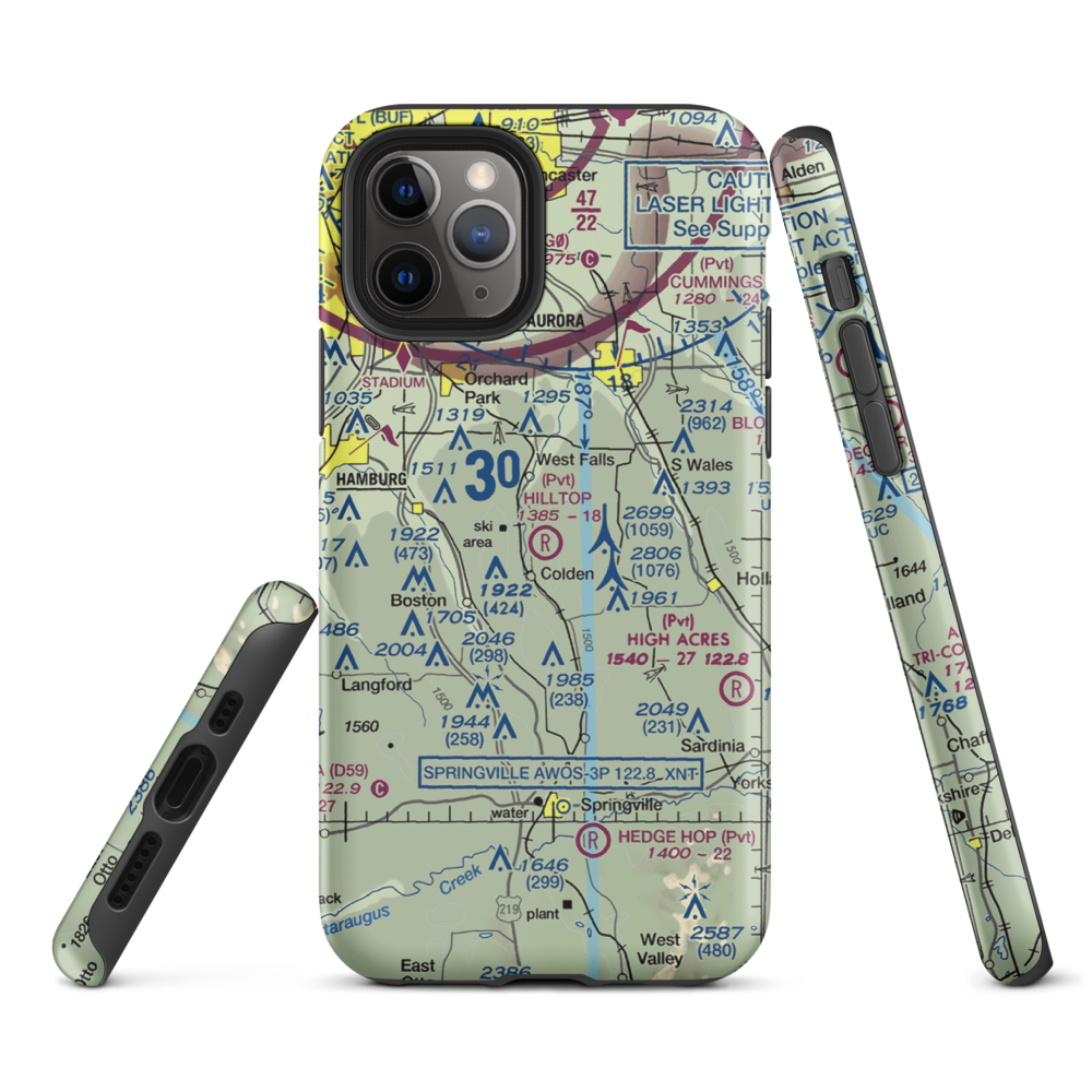 Hilltop Airport (3NY9) VFR Sectional  Tough iPhone Case iPhone 11 Pro model shown