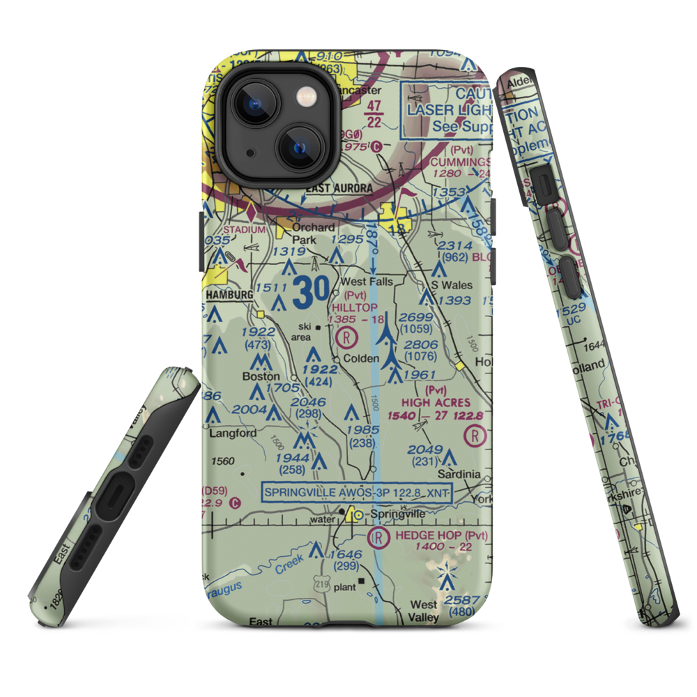 Hilltop Airport (3NY9) VFR Sectional  Tough iPhone Case iPhone 14 Plus model shown