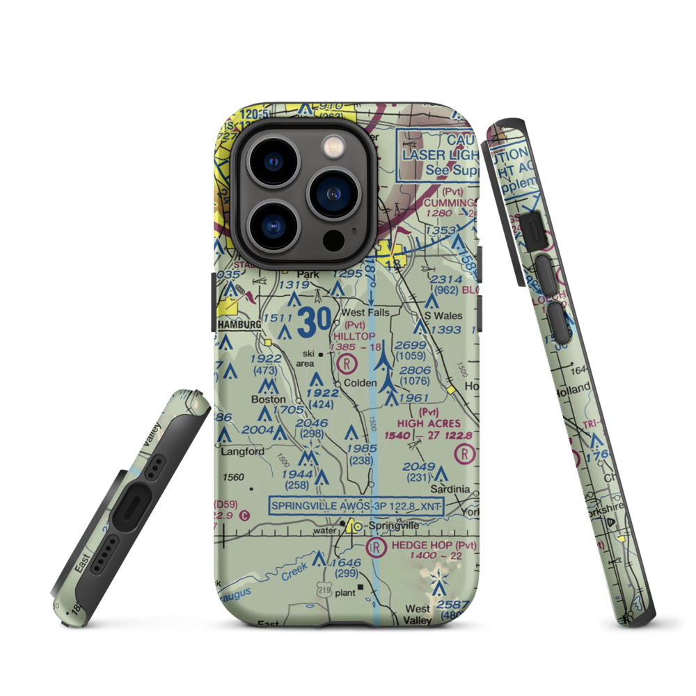 Hilltop Airport (3NY9) VFR Sectional  Tough iPhone Case iPhone 14 Pro model shown