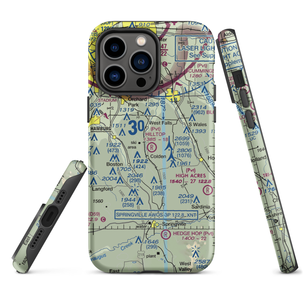 Hilltop Airport (3NY9) VFR Sectional  Tough iPhone Case iPhone 14 Pro Max model shown