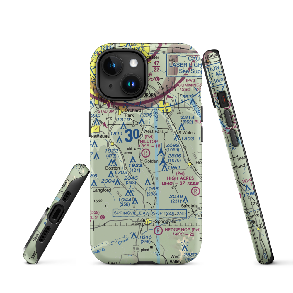 Hilltop Airport (3NY9) VFR Sectional  Tough iPhone Case iPhone 15 model shown