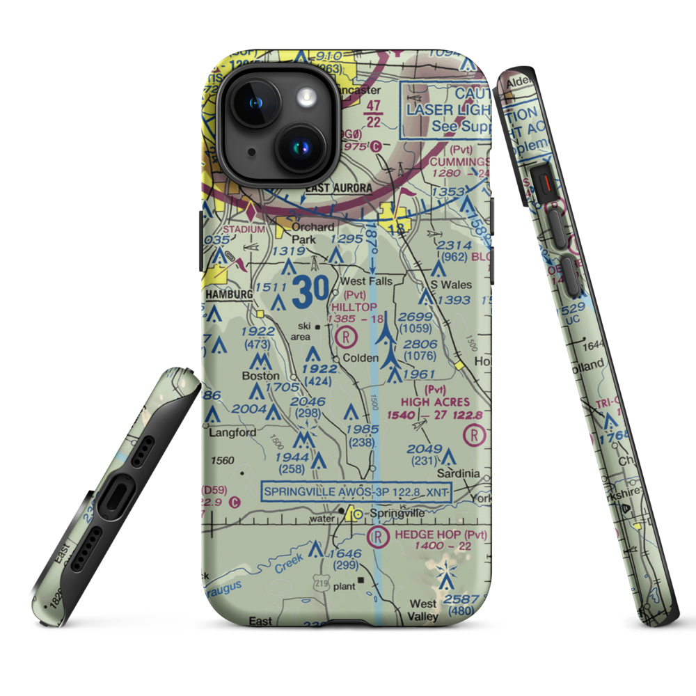Hilltop Airport (3NY9) VFR Sectional  Tough iPhone Case iPhone 15 Plus model shown