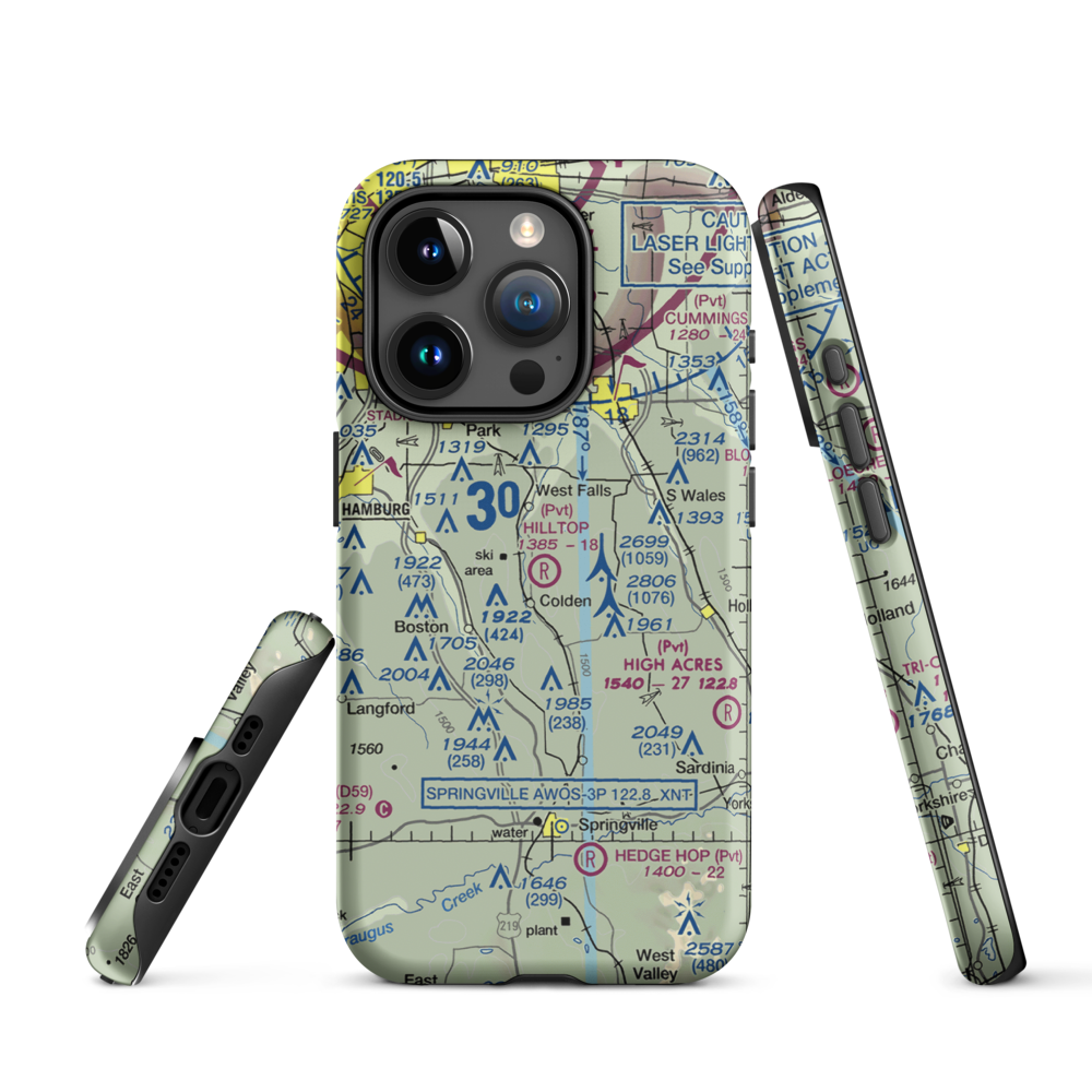 Hilltop Airport (3NY9) VFR Sectional  Tough iPhone Case iPhone 15 Pro model shown