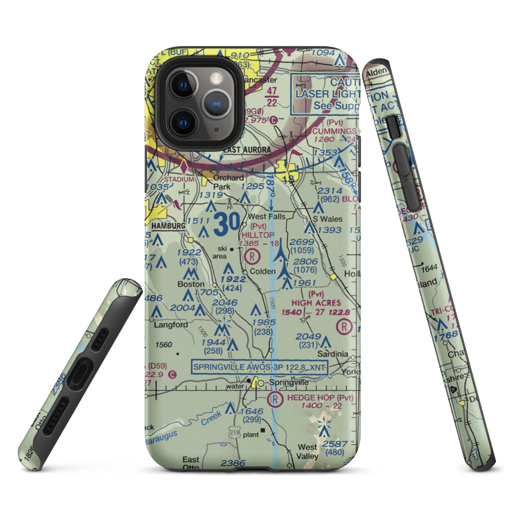 Hilltop Airport (3NY9) VFR Sectional  Tough iPhone Case iPhone 11 Pro Max model shown