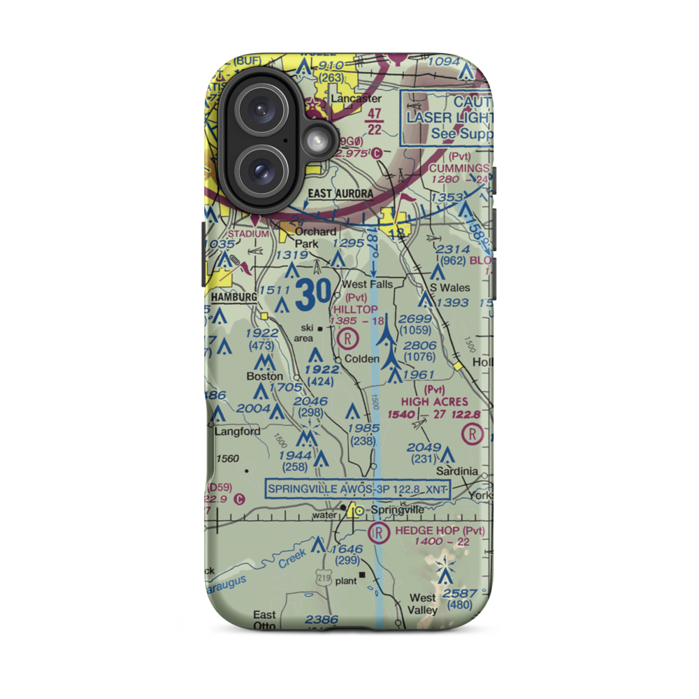 Hilltop Airport (3NY9) VFR Sectional  Tough iPhone Case iPhone 16 Plus model shown