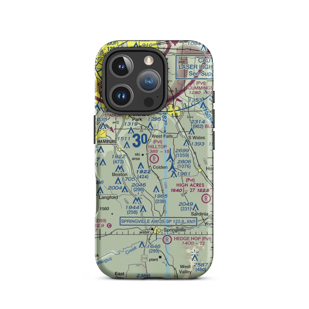 Hilltop Airport (3NY9) VFR Sectional  Tough iPhone Case iPhone 16 Pro model shown