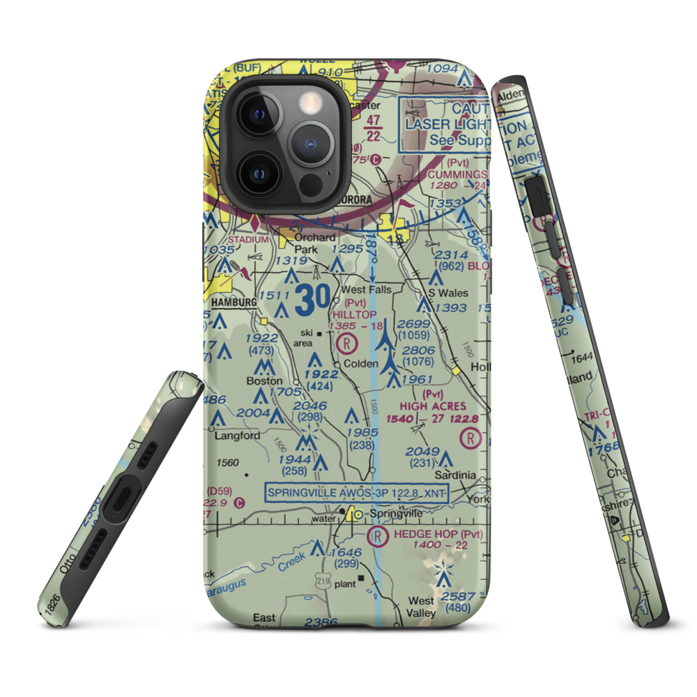 Hilltop Airport (3NY9) VFR Sectional  Tough iPhone Case iPhone 12 Pro Max model shown