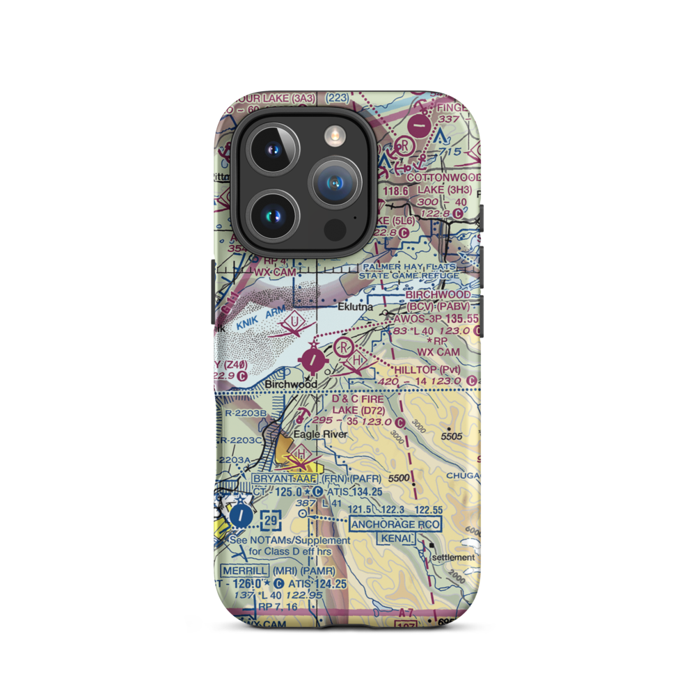 Hilltop Airport (AK24) VFR Sectional  Tough iPhone Case iPhone 16 Pro model shown
