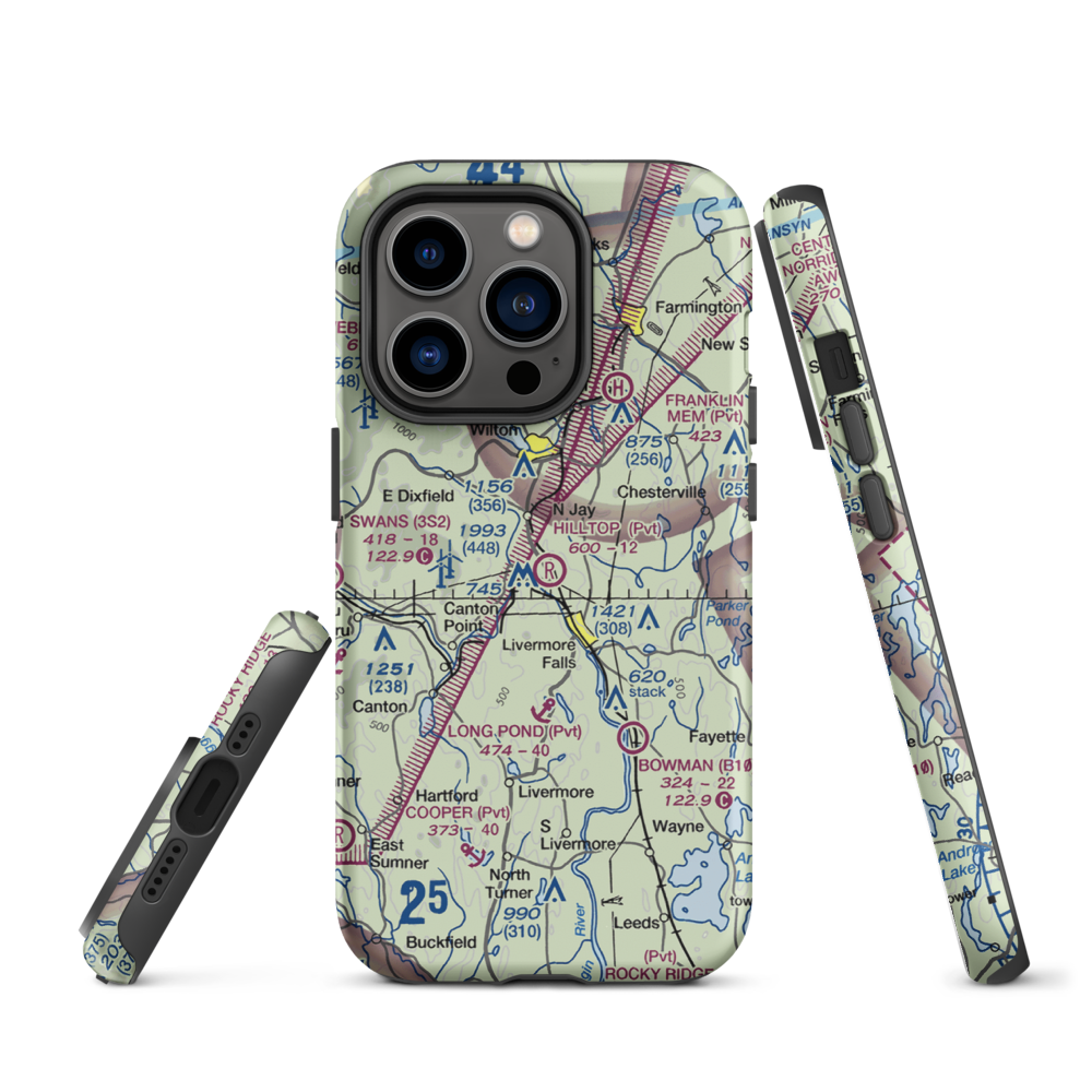 Hilltop Airport (ME92) VFR Sectional  Tough iPhone Case iPhone 14 Pro model shown