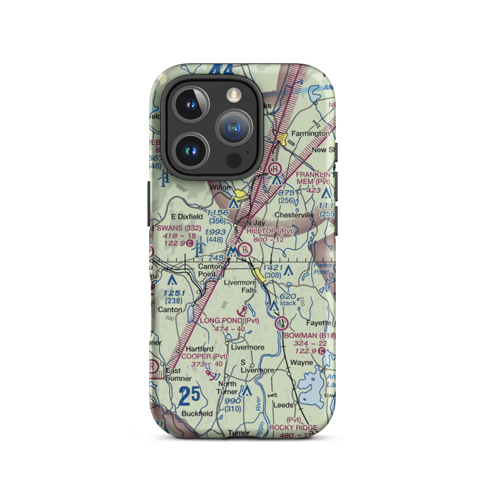Hilltop Airport (ME92) VFR Sectional  Tough iPhone Case iPhone 16 Pro model shown