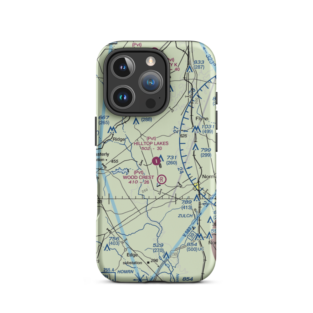 Hilltop Lakes Airport (0TE4) VFR Sectional  Tough iPhone Case iPhone 16 Pro model shown
