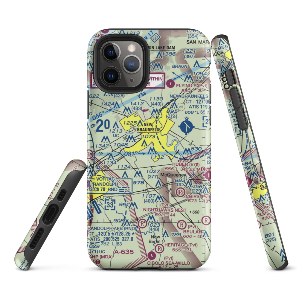 Hilltop Ranch Airport (9TA1) VFR Sectional  Tough iPhone Case iPhone 11 Pro model shown