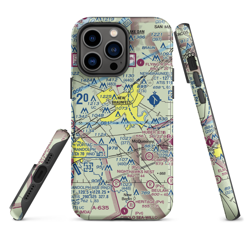 Hilltop Ranch Airport (9TA1) VFR Sectional  Tough iPhone Case iPhone 14 Pro Max model shown