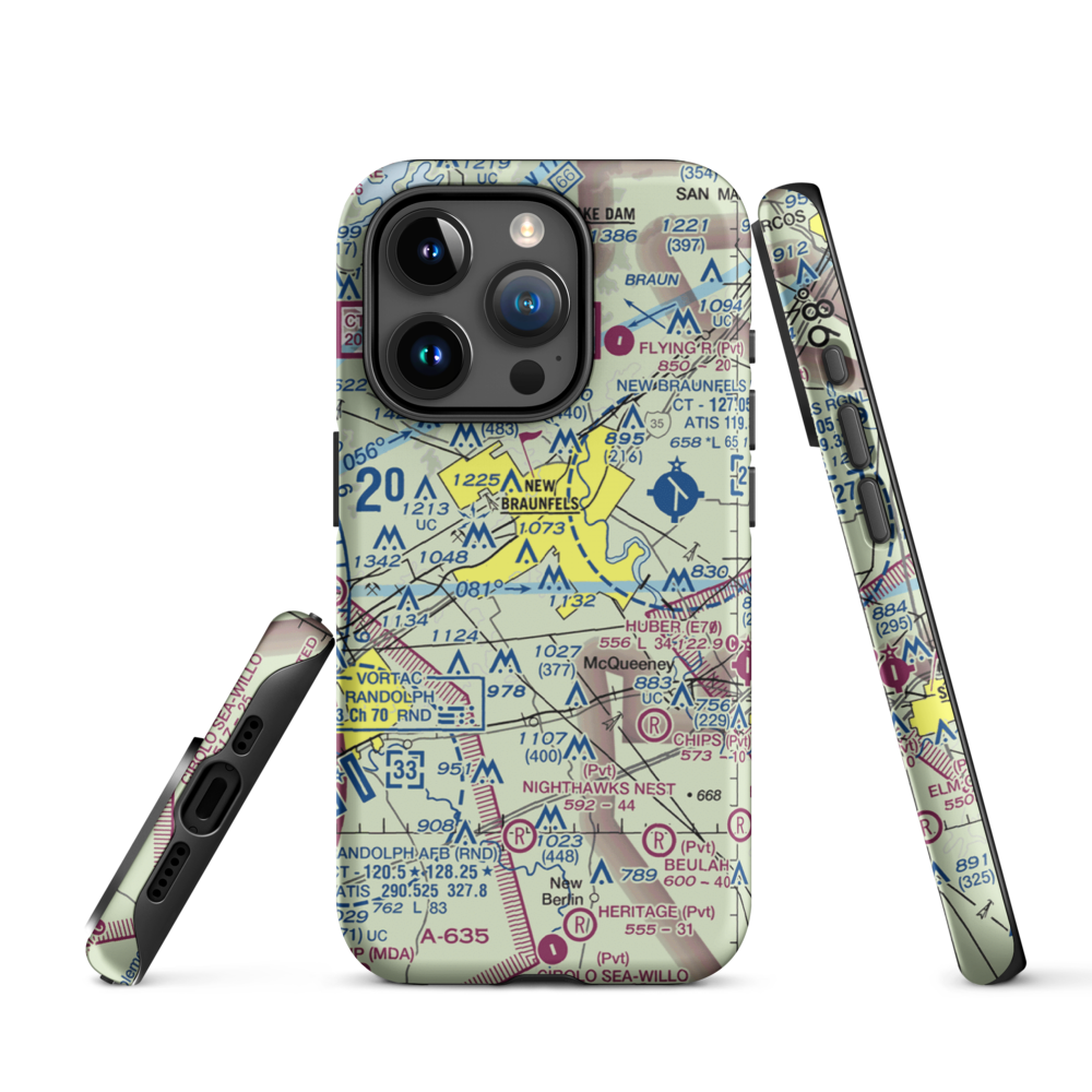 Hilltop Ranch Airport (9TA1) VFR Sectional  Tough iPhone Case iPhone 15 Pro model shown