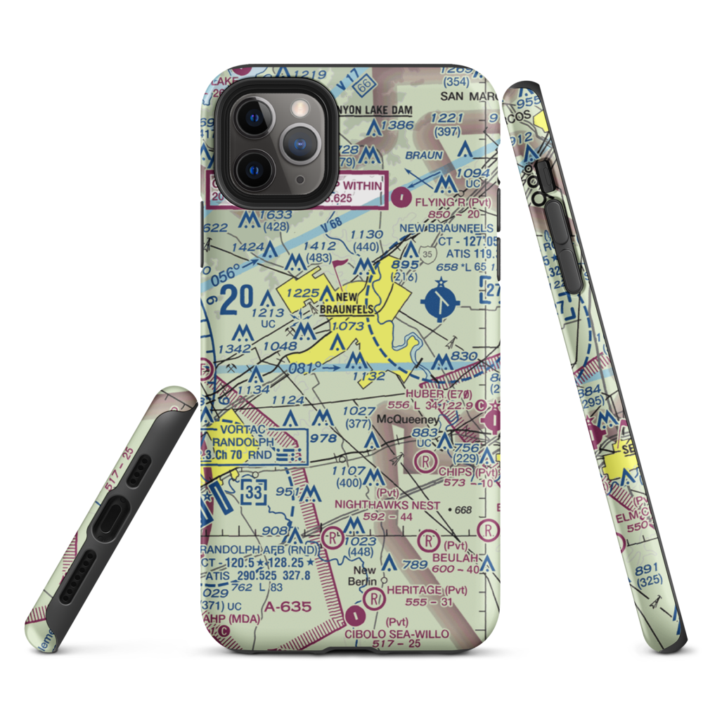 Hilltop Ranch Airport (9TA1) VFR Sectional  Tough iPhone Case iPhone 11 Pro Max model shown